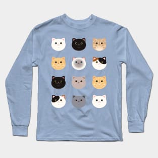 Pack of Cute Cat Faces Long Sleeve T-Shirt